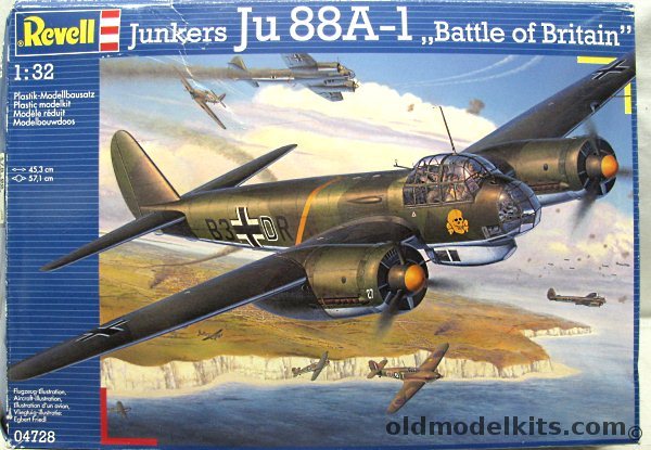 Revell 1/32 Junkers Ju-88A-1 'Battle of Britain' - Luftwaffe 7./Kampfgeschwader 54 France 1940 / 3./Kampfgeschwader 30 France 1940 / U4TK 'Knickenbein' Navigational Test Aircraft Norway April 1940, 04728 plastic model kit